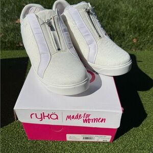 Ryka Women's Cream and White Zip Sneakers.